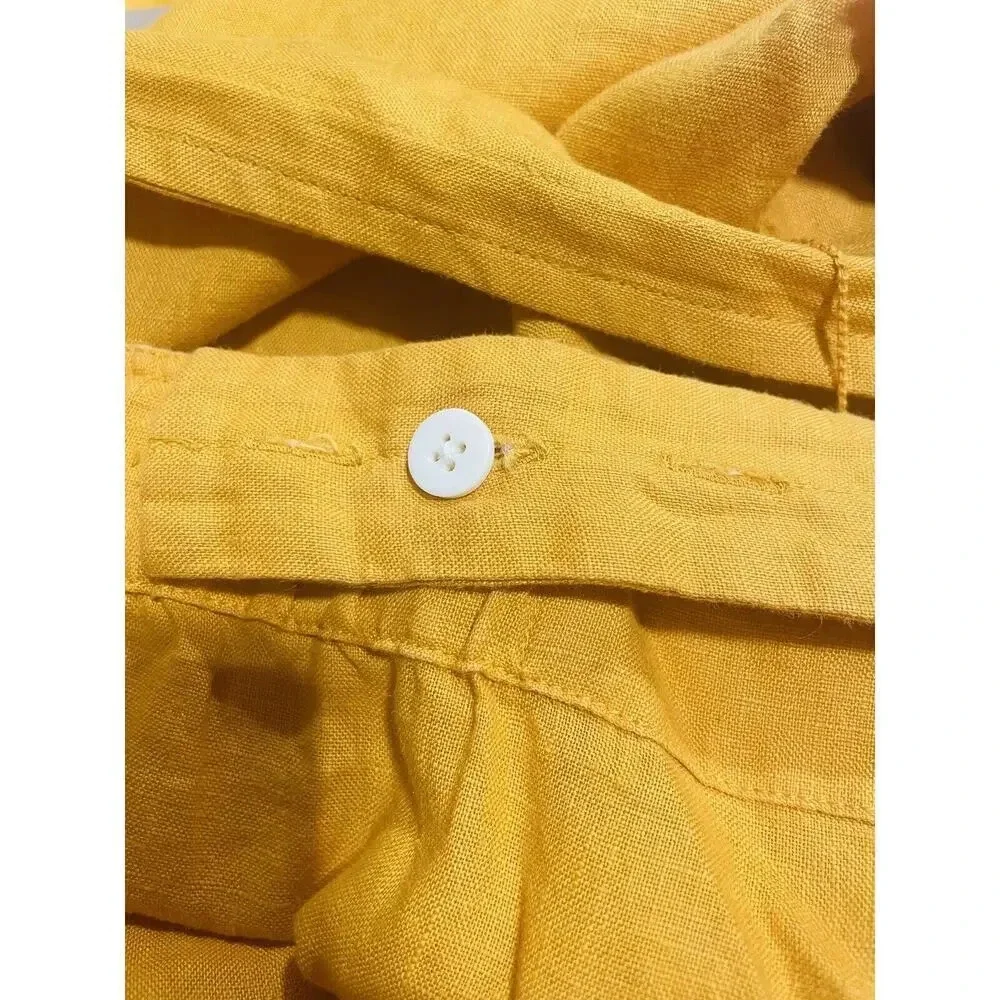 EVERLANE Petite Jumpsuit size 2 Marigold Yellow Linen Square Neck Wide Leg